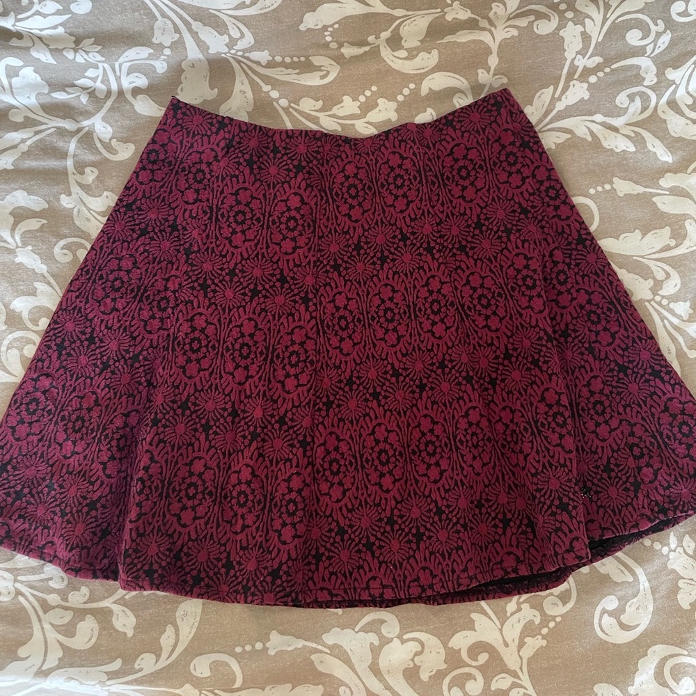 Aeropostale Burgundy Patterned Mini Skirt